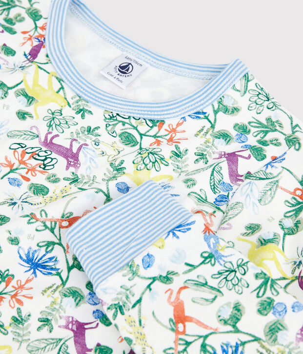 Pigiama fantasia giungla bambino in cotone bianco/multicolore
