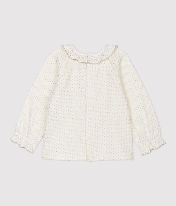 Blusa in cotone beb&egrave;. bianco/grigio