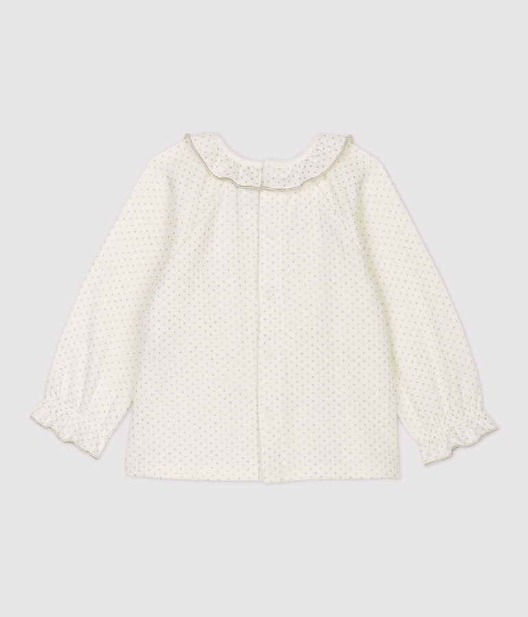 Blusa in cotone beb&egrave;. bianco MARSHMALLOW/grigio ARGENT