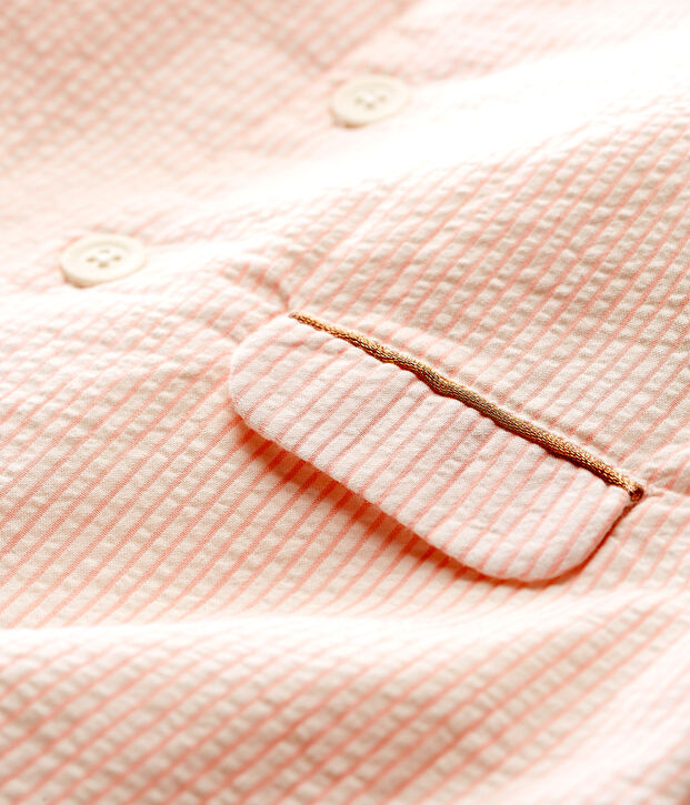 Cappotto rigato bambina bianco/rosa