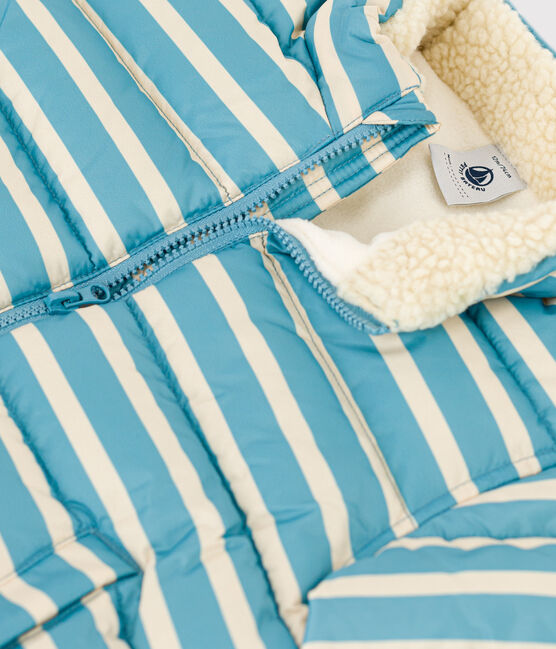 Piumino a righe con cappuccio ripiegabile per bebè blu AZUL/bianco AVALANCHE
