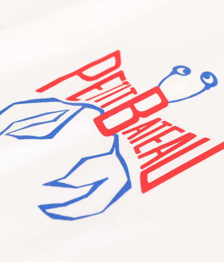 T-shirt a maniche corte in cotone con stampa bambino bianco