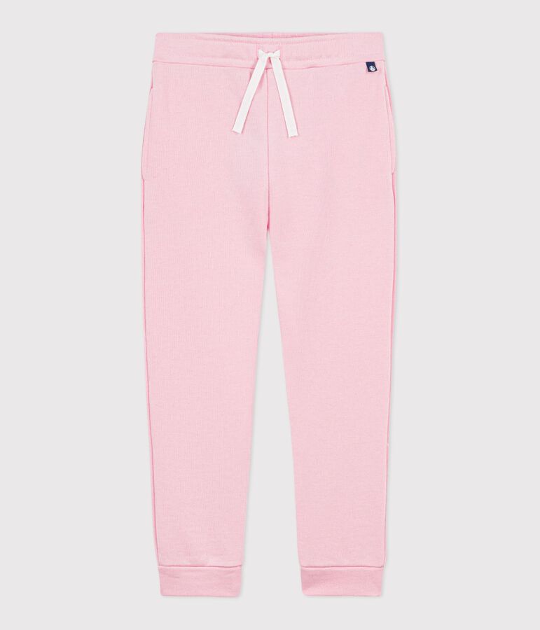 Joggers in cotone tinta unita bambina rosa