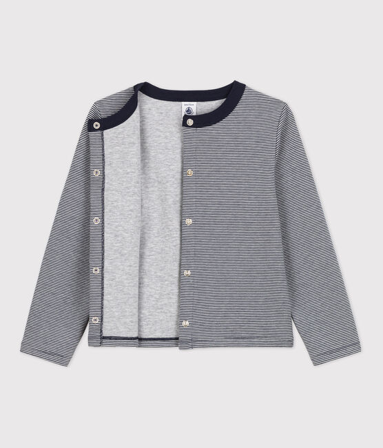 Cardigan in doppio jersey bambina blu SMOKING/bianco MARSHMALLOW