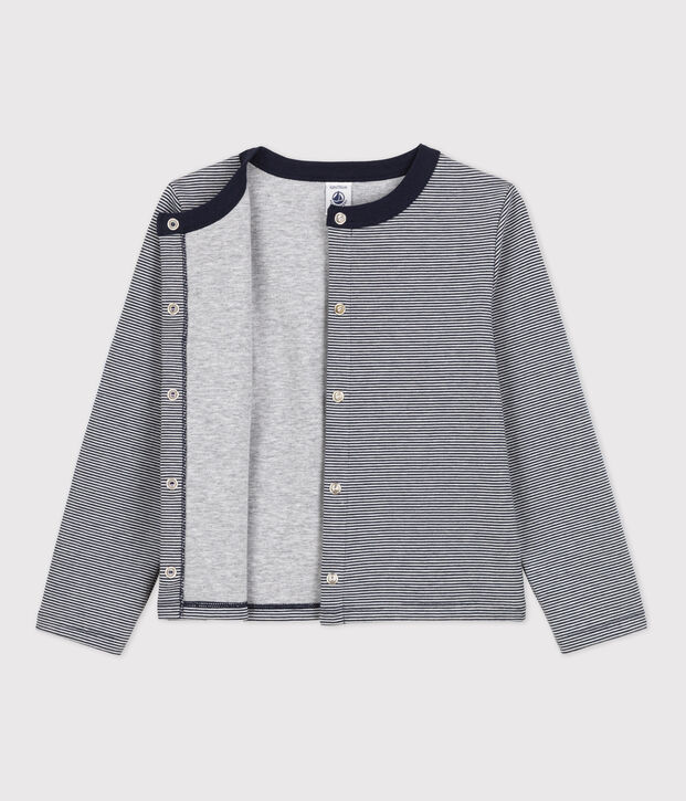 Cardigan in doppio jersey bambina blu/bianco