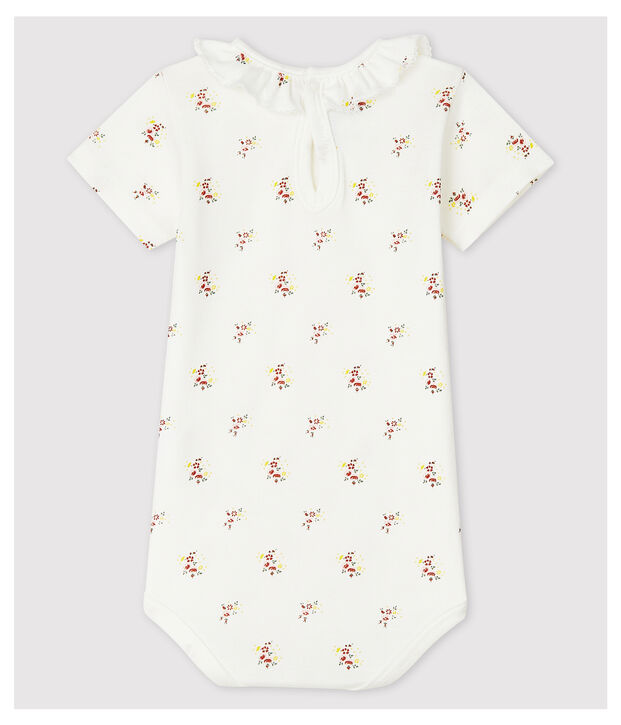Body a manica corta e con colletto per beb&egrave; bianco/multicolore