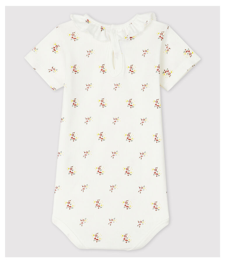 Body a manica corta e con colletto per beb&egrave; bianco/multicolore