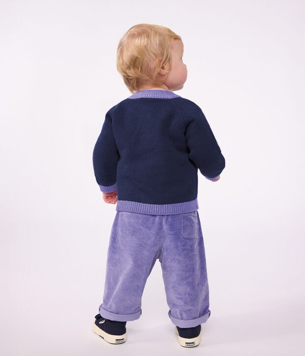 Pantaloni in velluto tinta unita neonato viola