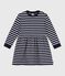 Abito a maniche lunghe in cotone bambina blu SMOKING/bianco MARSHMALLOW