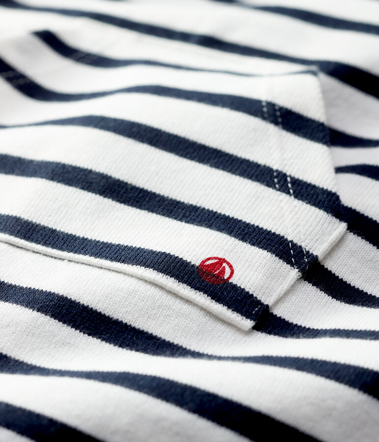 Tutina corta in jersey biologico spesso beb&egrave; bianco MARSHMALLOW/blu SMOKING