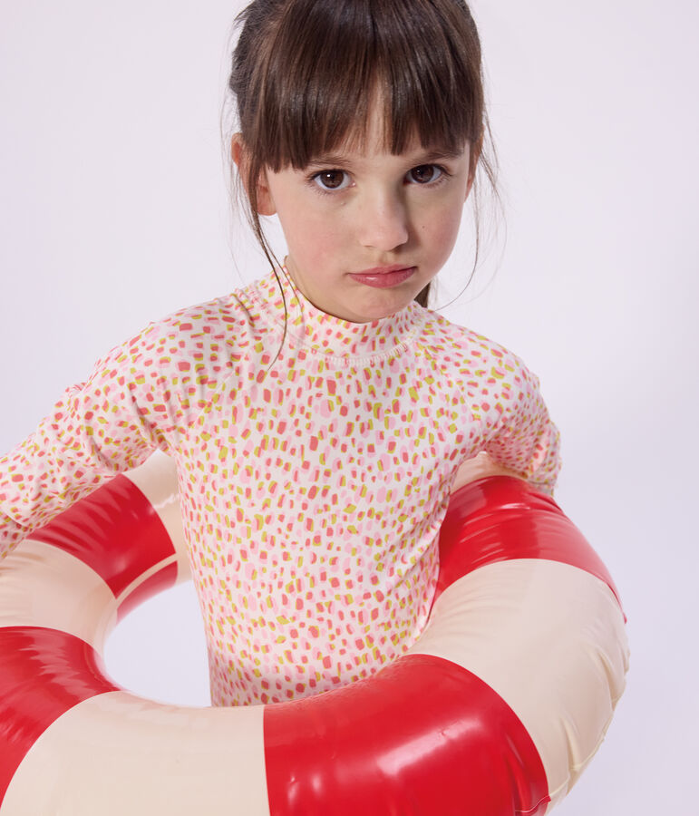 Costume da bagno intero a maniche lunghe con stampa bambina bianco/multicolore