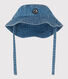 Cappellino alla pescatora in denim blu da annodare bebè