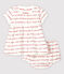 Abito manica corta con bloomer bebè femmina in jacquard di cotone biologico bianco MARSHMALLOW/rosso TERKUIT