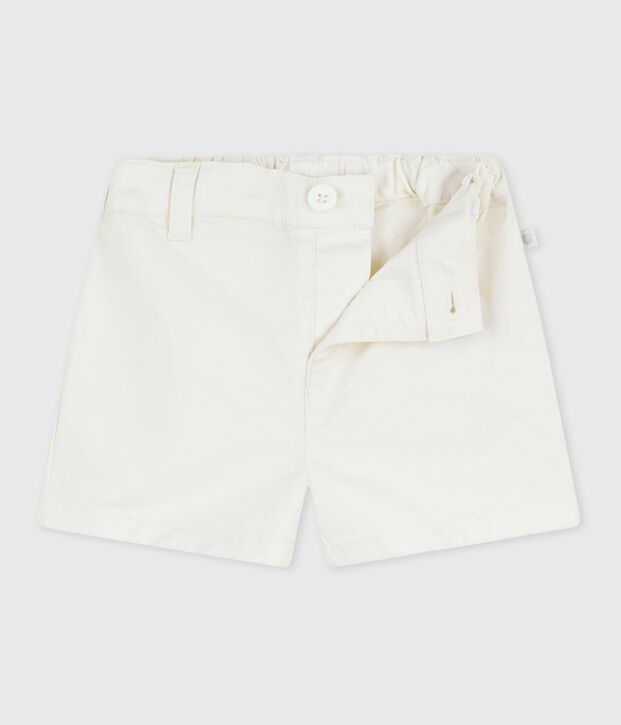 Shorts in cotone tinta unita neonato bianco