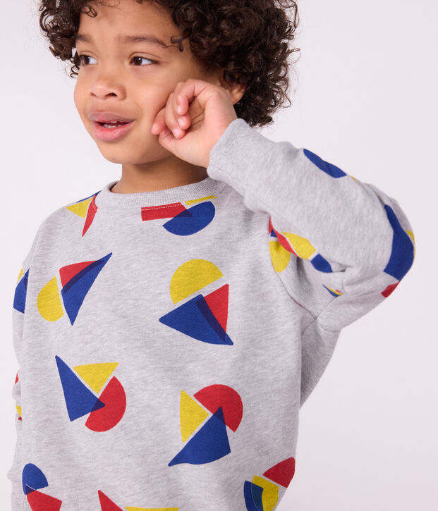 Felpa in cotone stampato bambino grigio/multicolore