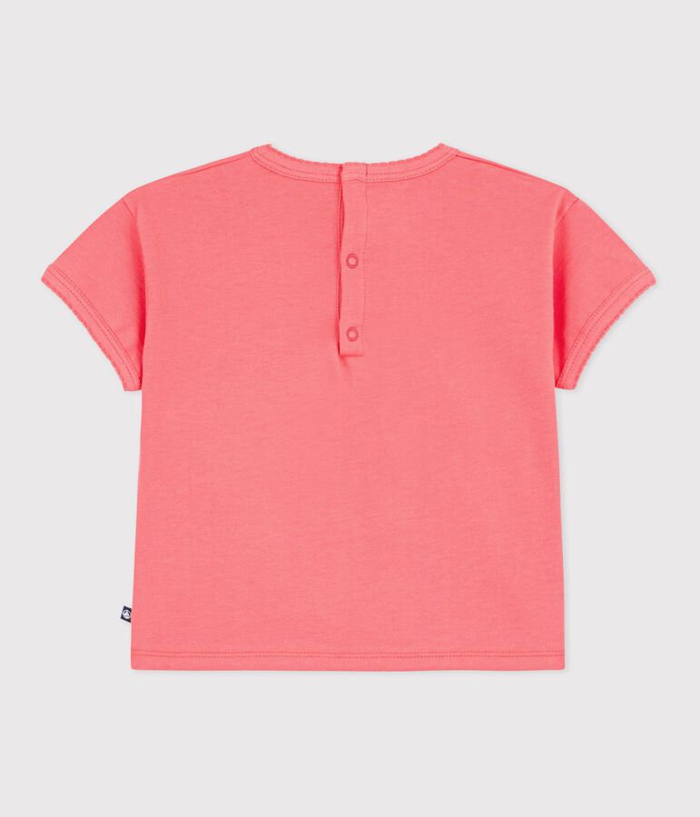 T-shirt a maniche corte in cotone con motivo neonato rosa