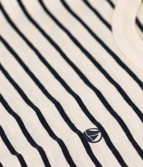T-shirt rigata in jersey fiammato bambino bianco AVALANCHE/blu SMOKING