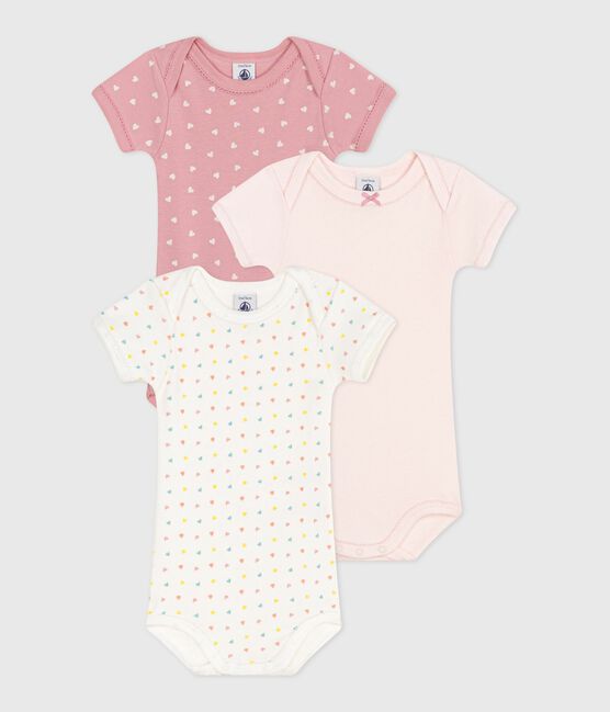 Set di 3 body a maniche corte in cotone a cuoricini neonato variante 1