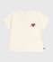 T-shirt a maniche lunghe in cotone con cuore stampato neonata ecru MILK