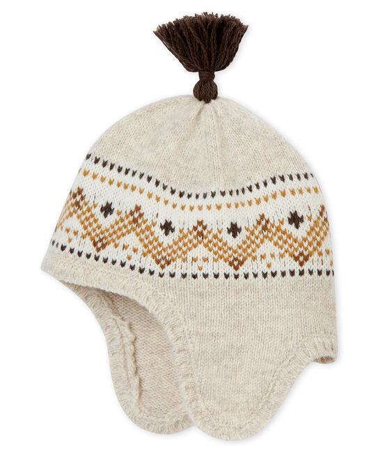 Cappellino in tricot jacquard bebé maschio beige CREAMY CHINE