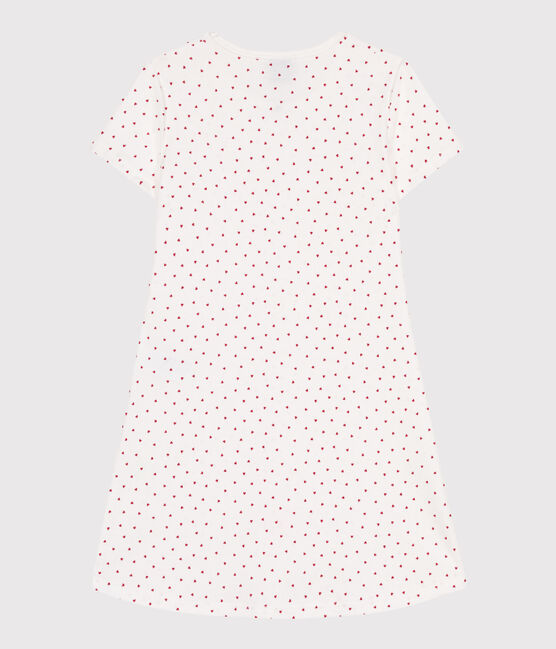 Camicia da notte a maniche corte in cotone a cuori bambina bianco MARSHMALLOW/rosso TERKUIT
