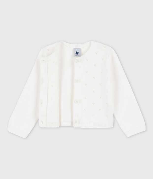 Cardigan beb&egrave; in raffinato tricot bianco