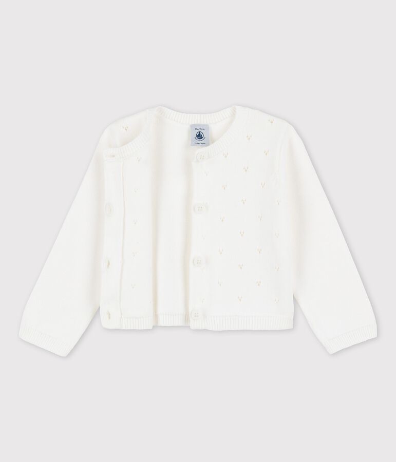 Cardigan beb&egrave; in raffinato tricot bianco