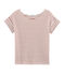 T-shirt maniche corte donna in lino bianco MARSHMALLOW/rosa COPPER