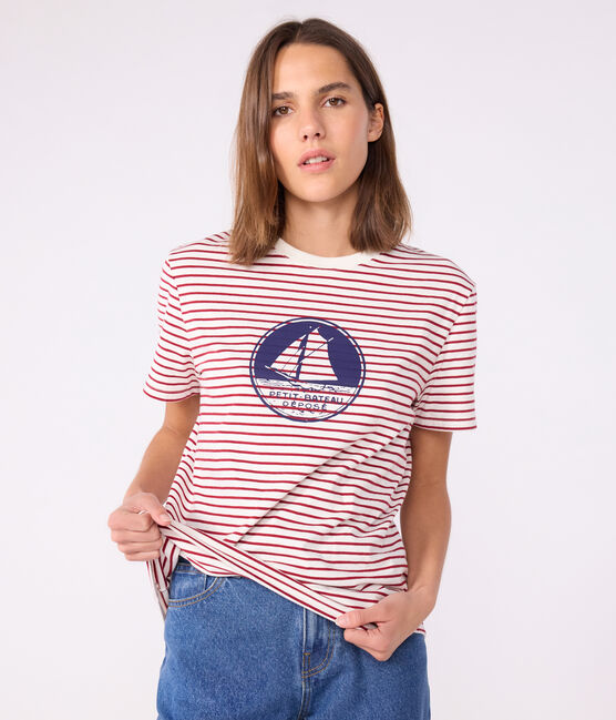 T-shirt a maniche corte e dal taglio dritto in cotone donna rosso MILK/ AMARANTE