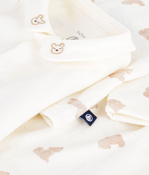 Set lungo 3 pezzi in cotone con orsetti stampati neonato bianco/BRUN