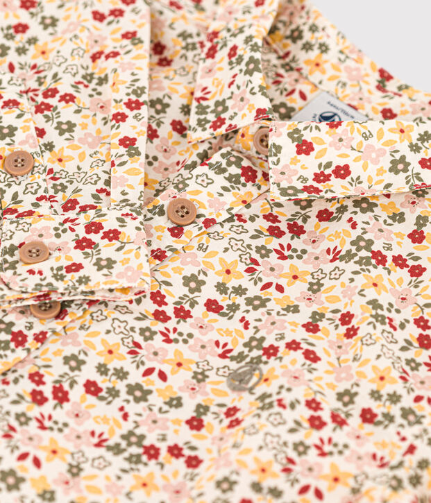 Camicia in popeline stampato bambino ecru/multicolore