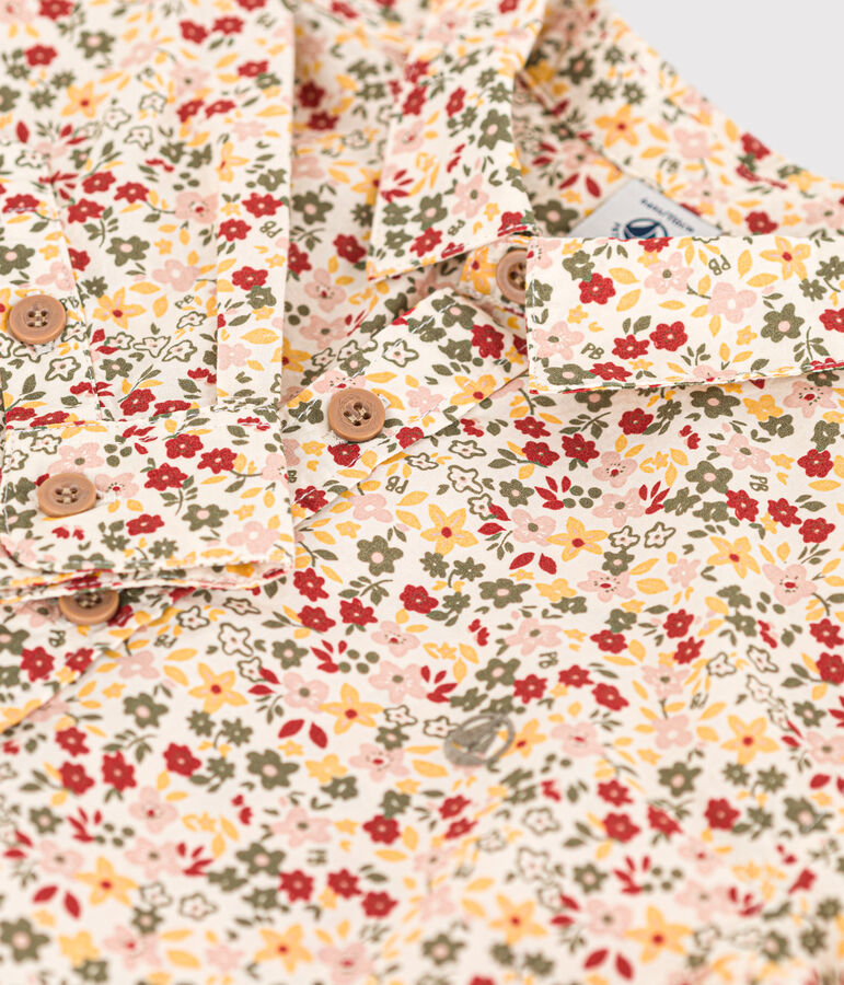 Camicia in popeline stampato bambino ecru/multicolore