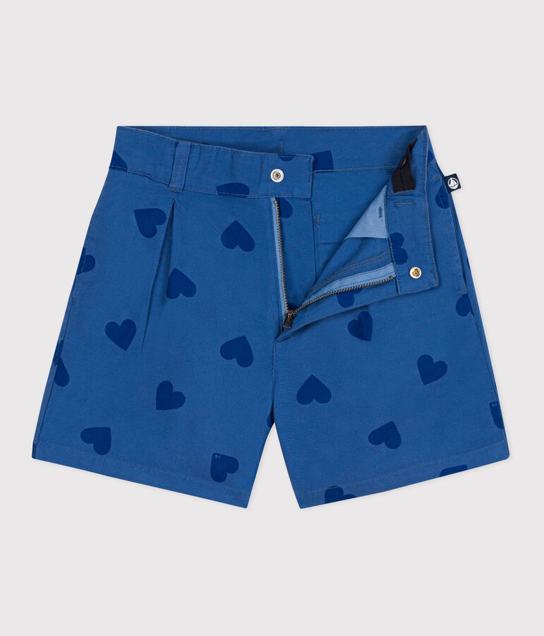 Shorts in cotone a cuori bambina blu/blu