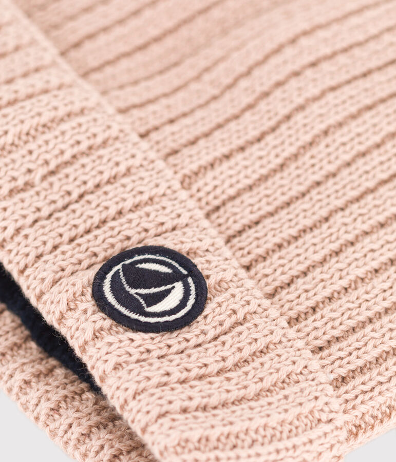 Berretto beb&egrave; in maglia foderato in pile rosa