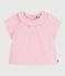 Blusa a maniche lunghe in cotone tinta unita neonato rosa