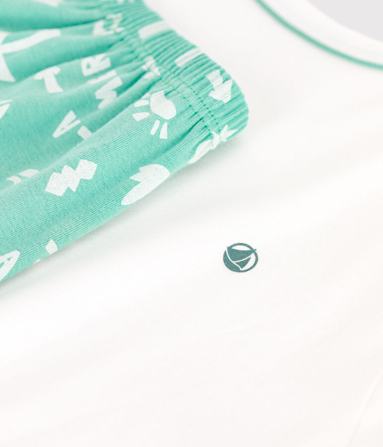 Pigiama corto in cotone bambino bianco/verde