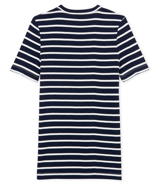 tee-shirtdonna maniche corte rigata blu SMOKING/bianco MARSHMALLOW