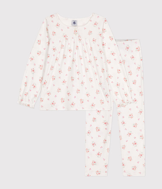 Pigiama bambino in cotone con stampa a fiori bianco MARSHMALLOW/bianco MULTICO