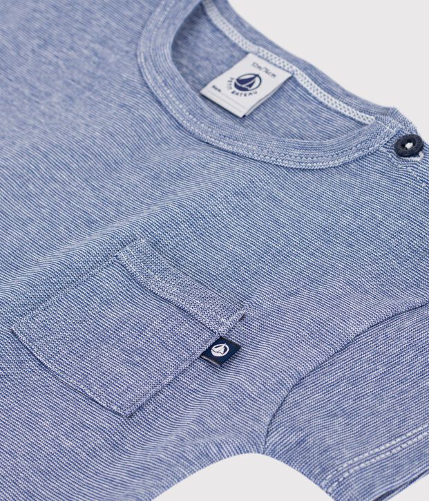 T-shirt a maniche corte in cotone a righe neonato blu/bianco
