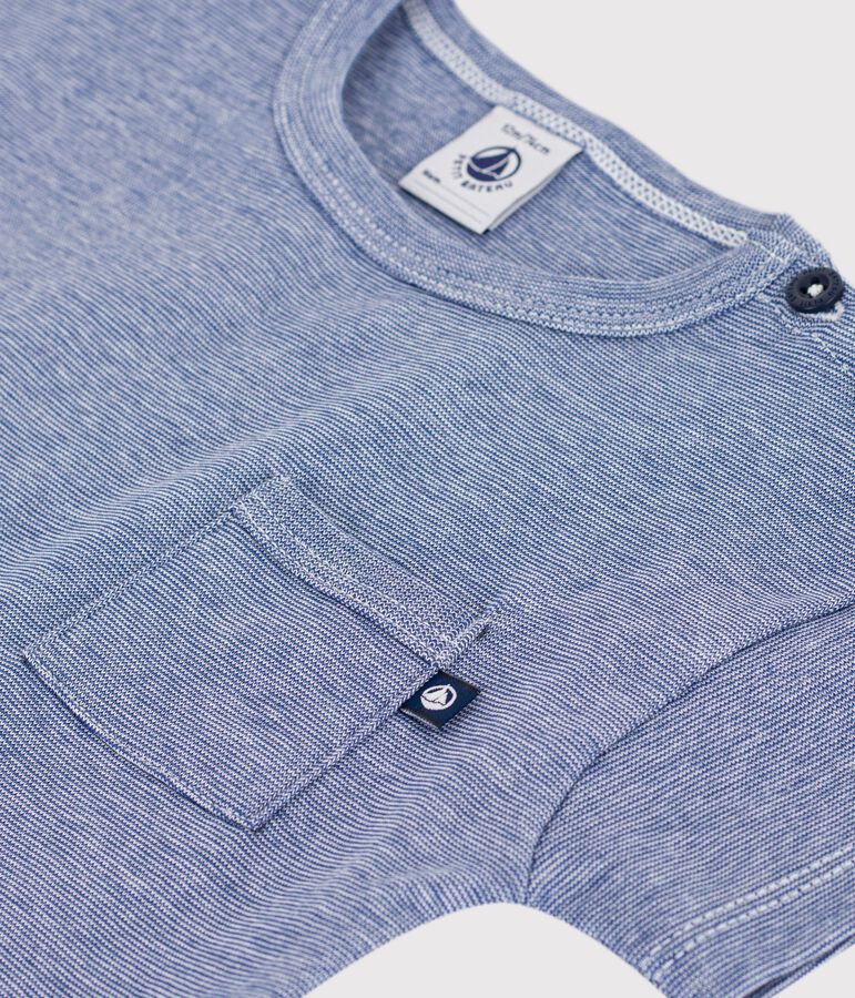 T-shirt a maniche corte in cotone a righe neonato blu/bianco
