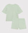 Pigiama short e t-shirt in cotone a tinta unita donna verde HERBIER