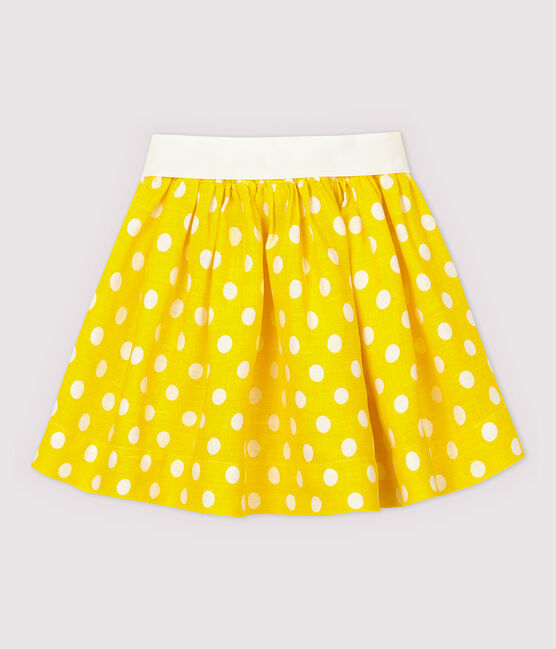 Gonna in lino bambina giallo SHINE/bianco MARSHMALLOW
