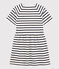 Abito bambina a maniche corte in cotone bianco MARSHMALLOW/blu SMOKING