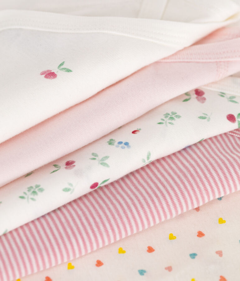 Set da 5 body incrociati a maniche lunghe in cotone fantasia neonato multicolore