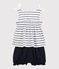 Insieme blusa + bloomer in cotone/lino bebè femmina bianco MARSHMALLOW/blu MEDIEVAL