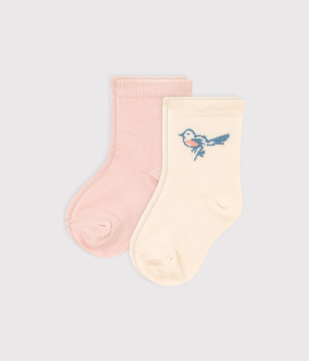 Confezione da 2 paia di calzini beb&egrave; con motivo uccello multicolore