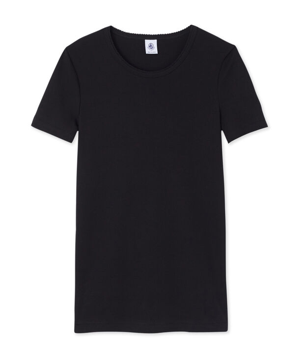 T-shirt maniche corte tinta unita donna nero
