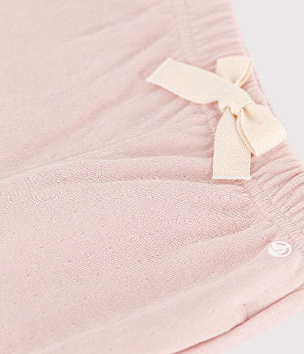 Pantalone beb&egrave; in tubique tinta unita rosa