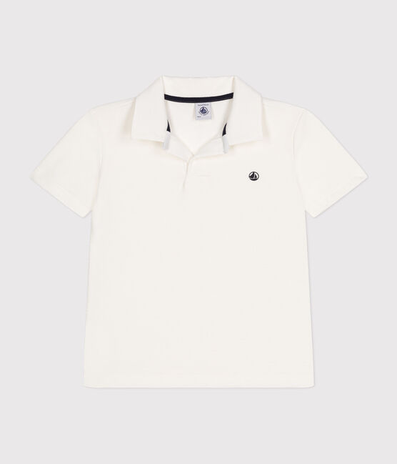 Polo a maniche corte in cotone bambino bianco MARSHMALLOW