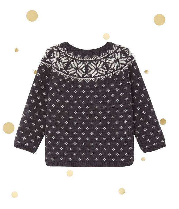 Cardigan jacquard per beb&eacute; in misto lana grigio/multicolore